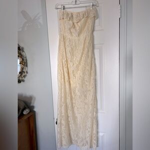 Streetwear Cream ivory lace strapless full length dress 1/2 lined